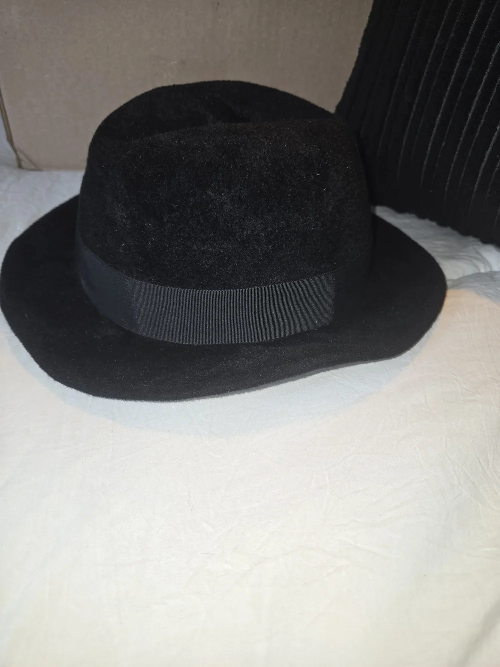 Paul Stuart Paul Stuart Black Wool Felt Fedora Hat with Grosgrain Band